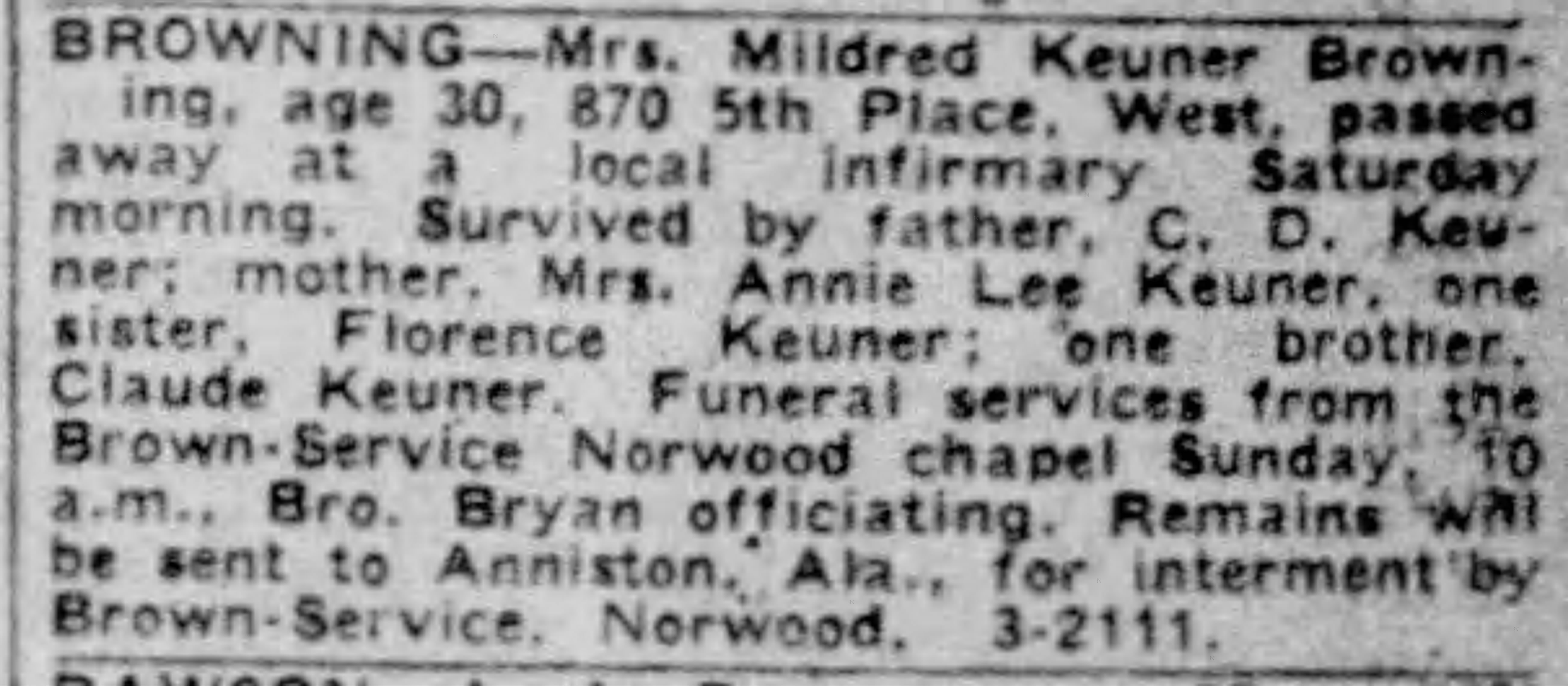 Mildred Keuner Browning obituary